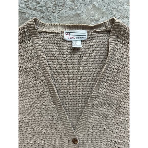 Vintage Taupe Knit Button-Up Cardigan Women’s Medium – Oversized Slouchy Sweater - Picture 4 of 9
